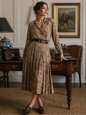 Vintage Jac Dale 2-Piece Skirt Set Size 38 | Paisley Blouse & Pleated Skirt Sz S